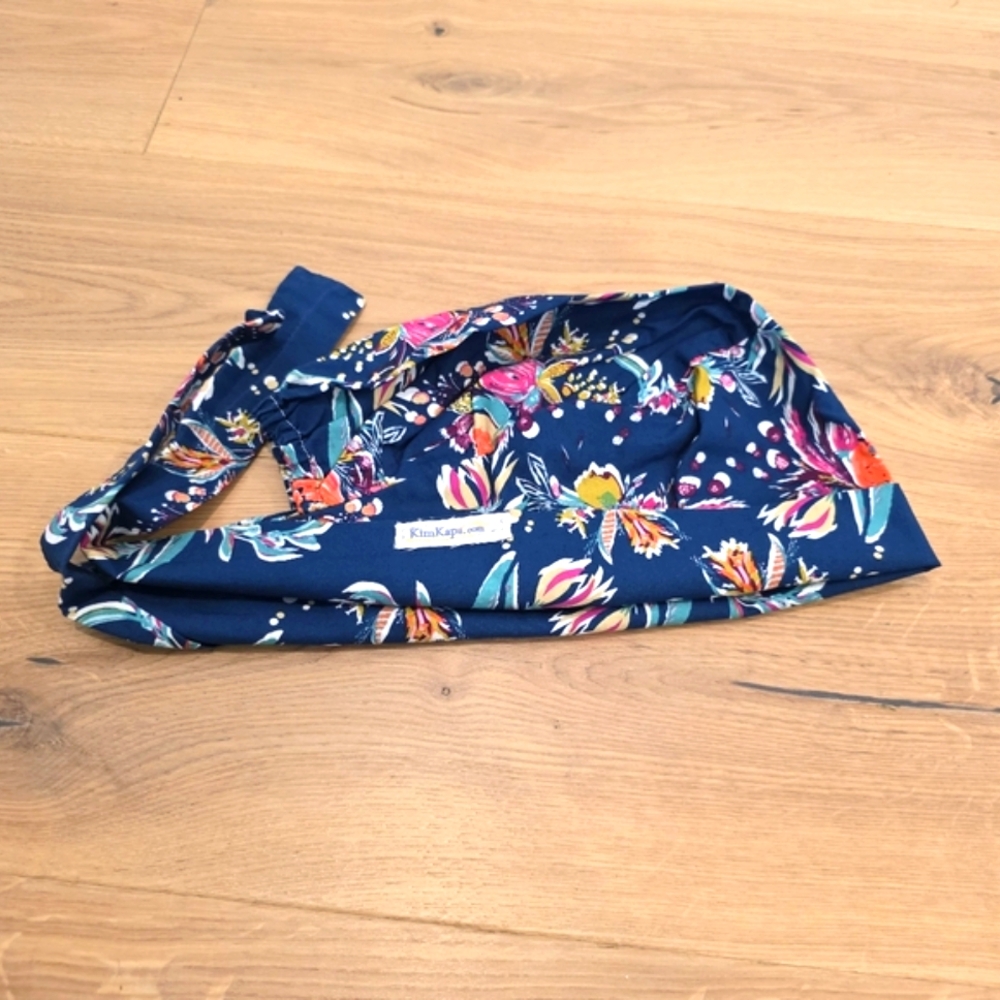 KimKaps Floral Navy Scrub Hat
